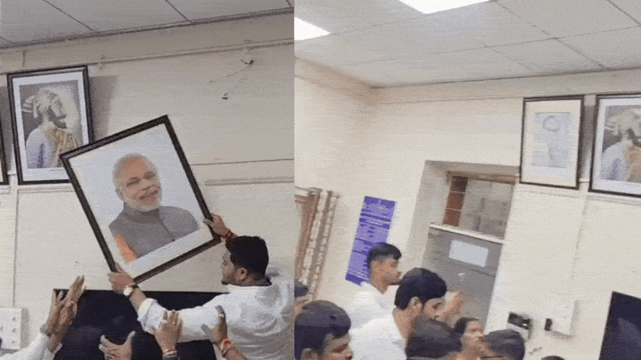 Modi photo next to Shivaji statue sparks Pune political row between parties