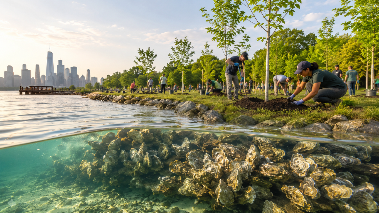 Bette Midler began restoring a neglected New York park in 1995; 200,000 trees planted since