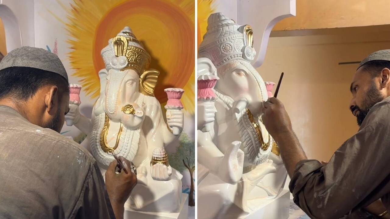 Muslim Artist Paints Ganapati: Viral Karachi video sparks praise; users hail humanity over religion