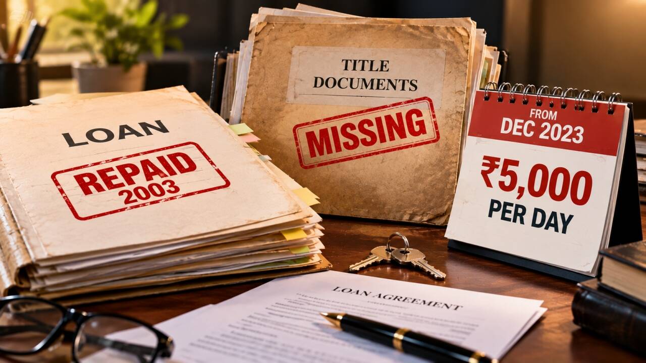 Loan repaid in 2003, but bank lost property papers; court orders Rs 5,000 per day payout