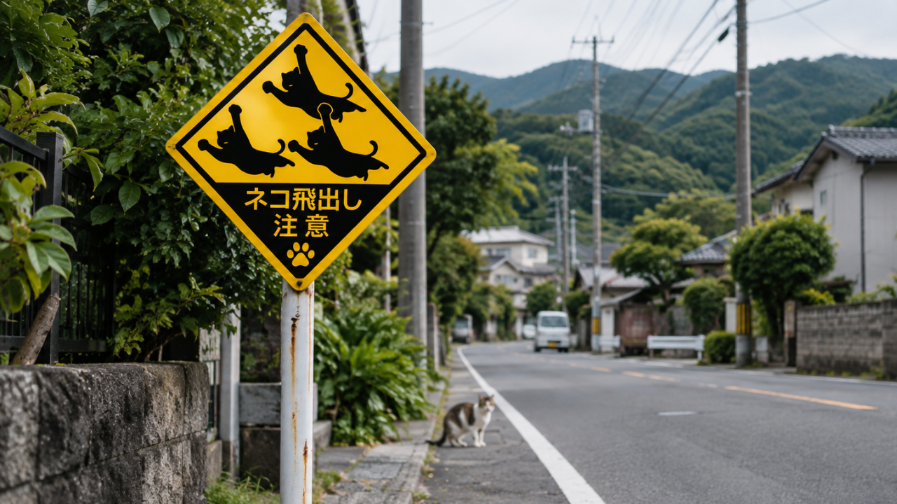 Japan installs playful signs warning drivers about cats on the road