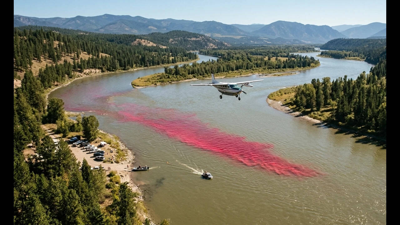 USGS released 72 kg of red dye into Idaho river to track how water disperses