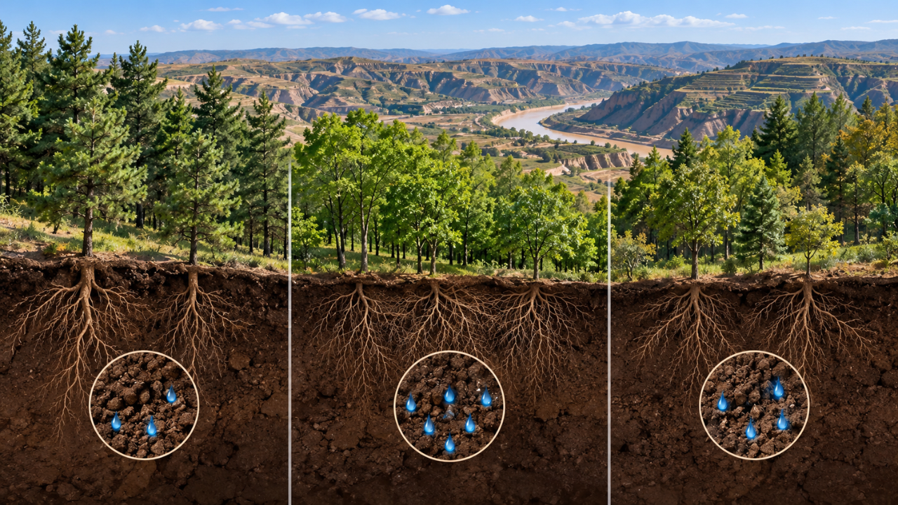 China planted three forests on Loess Plateau; 18 years later, natural forests held 8% more soil