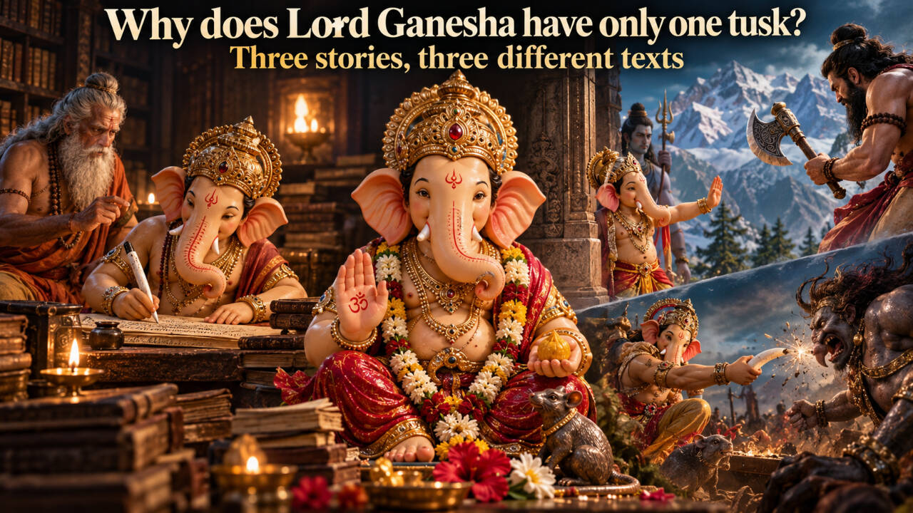 Three Reasons For Broken Tusk: Feature traces Ganesha’s single tusk stories; explores their symbolism