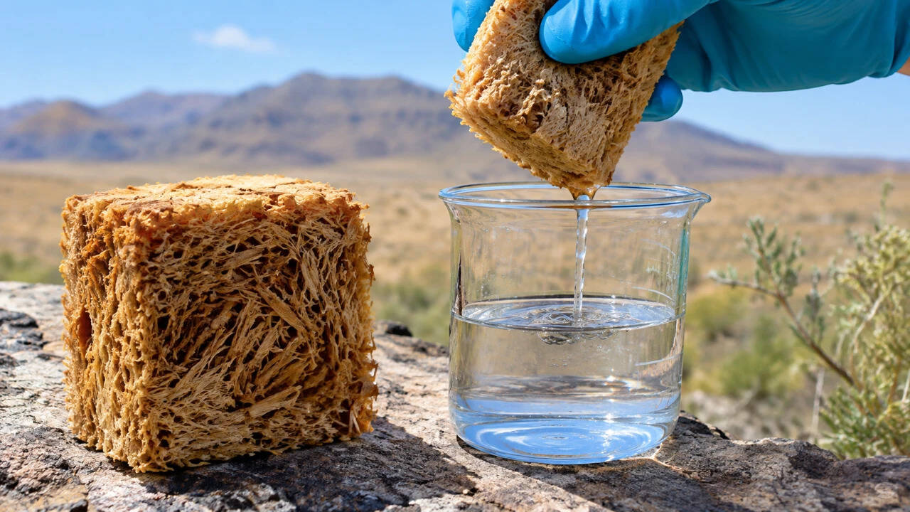 Scientists built a sponge pulling water from dry air; yields 1.72L per kg/day