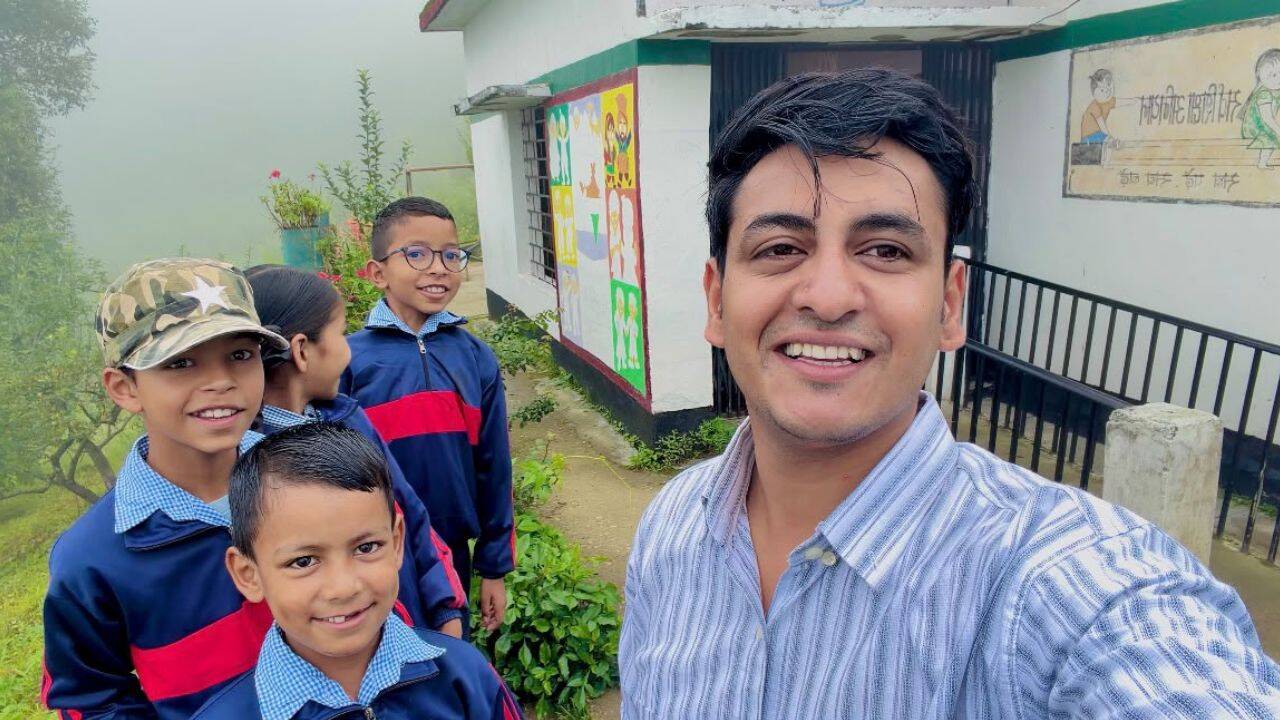 27-year-old Harshit Sanguri walks through a forest to teach 9 kids at a remote Uttarakhand school
