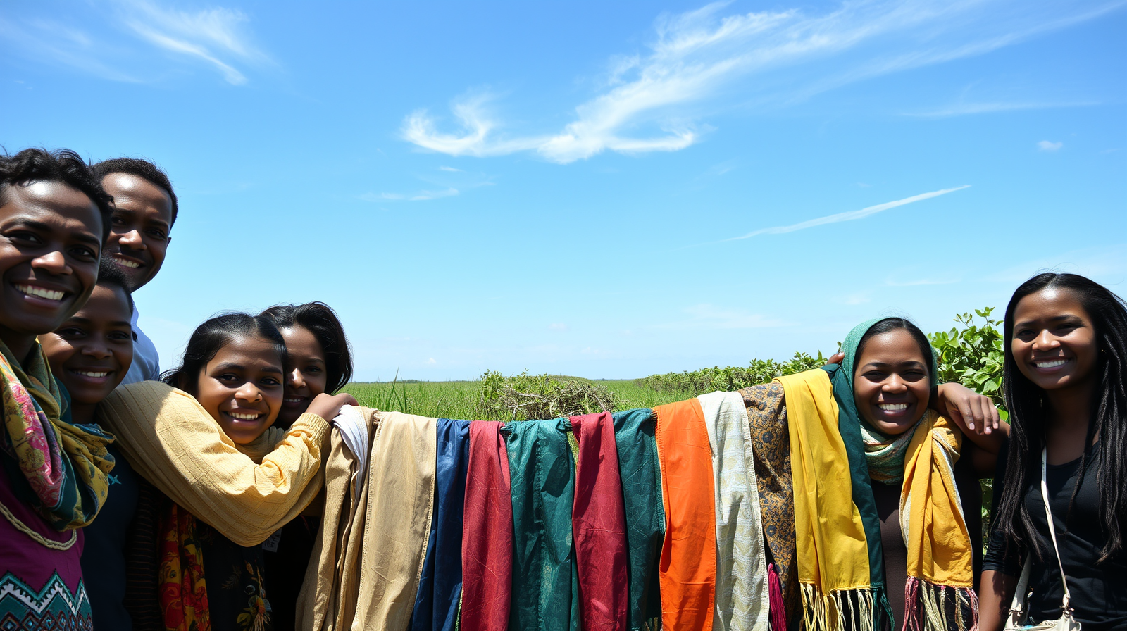 Plastic collected from mangroves became scarves in a village recycling effort