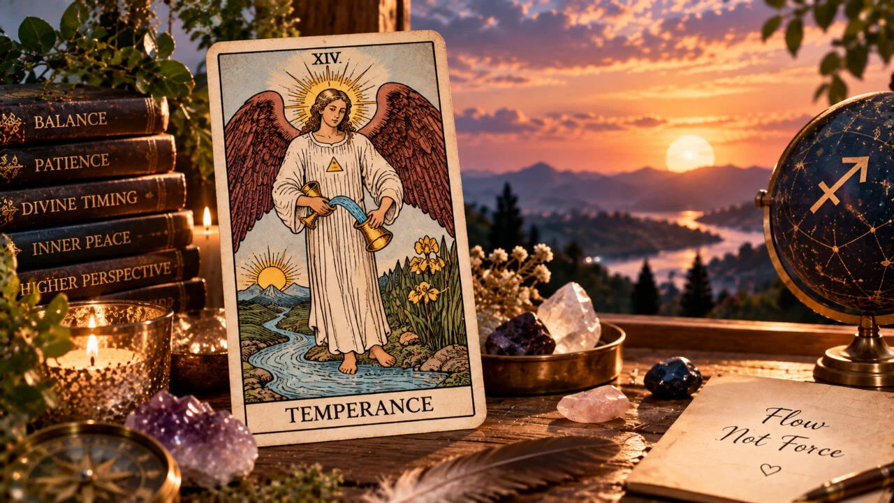 Temperance Tarot Meaning: Daily guidance urges patience and balance; stop forcing the timing
