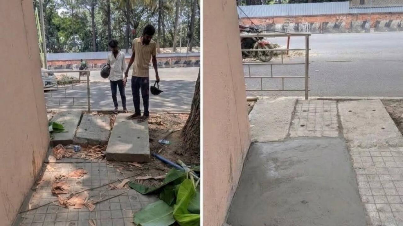 Bengaluru CEO spends ₹2,700 to fix a footpath himself after years of waiting
