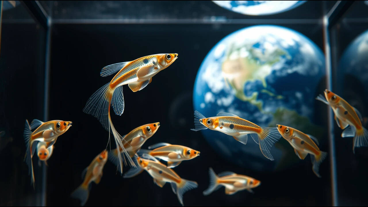 A guppy flew in space for five days and later produced seven healthy broods