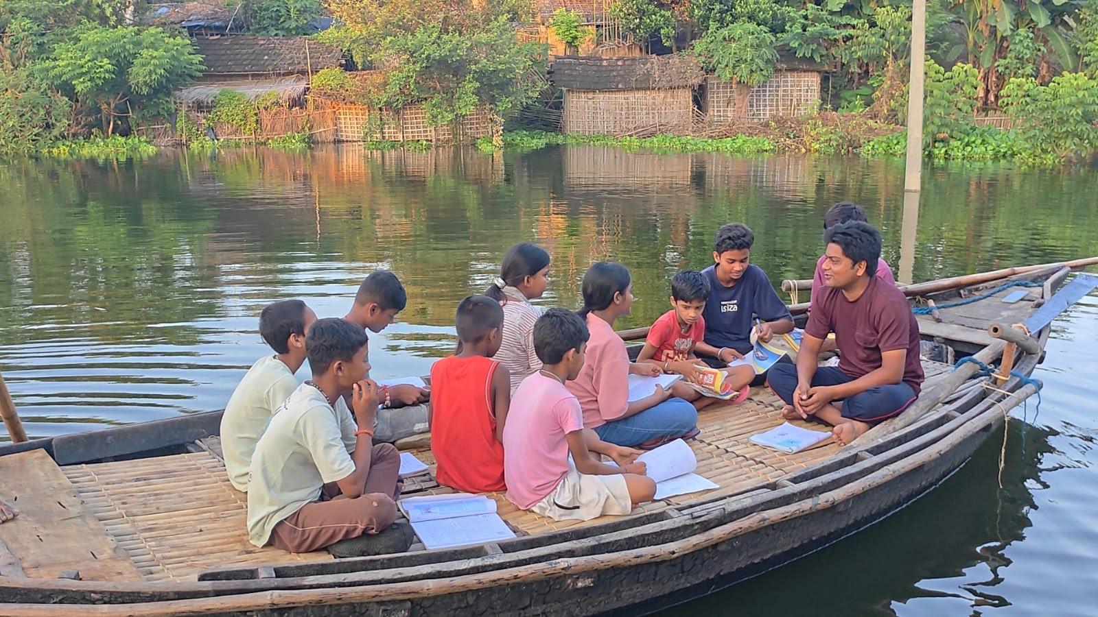 Unrelenting Monsoon Floods Submerge Patna Classrooms While Students and Teachers Defy Adversity