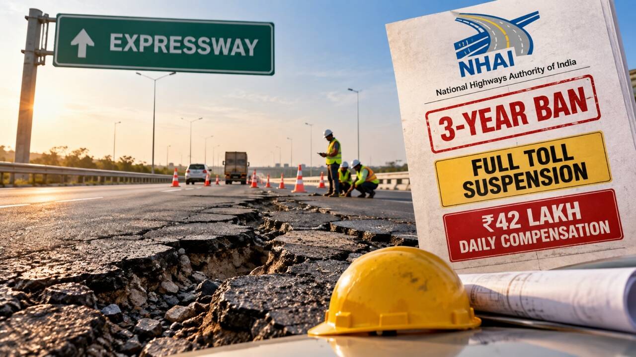 Expressway defects trigger 3-year NHAI ban, tolling suspended, Rs 42L penalty daily