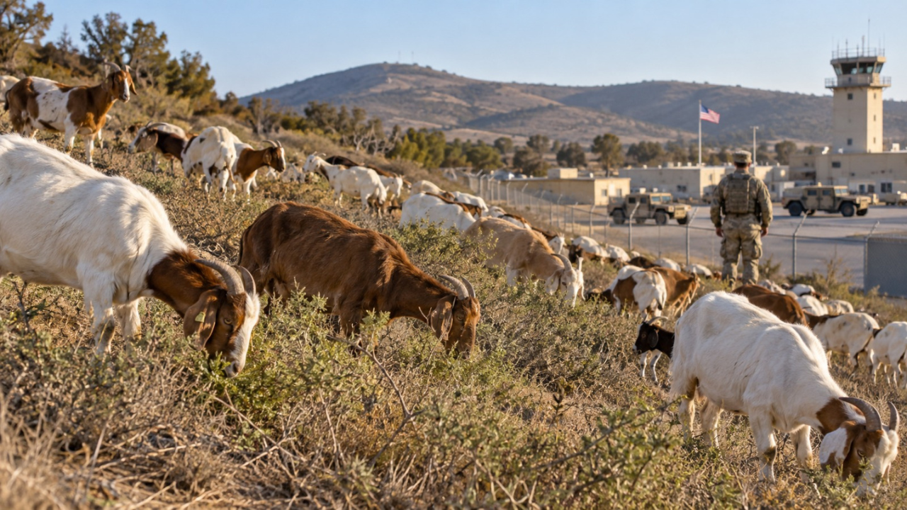 San Diego military base brings in almost 500 goats to tackle wildfire risk