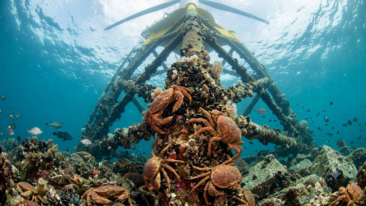 Rhode Island’s offshore wind turbines are becoming crab habitat