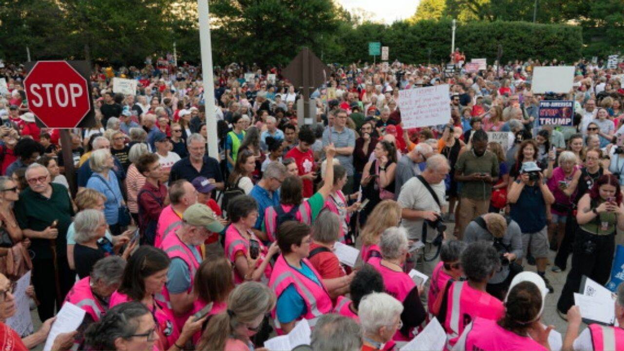Watch: Thousands protest outside Kennedy Center over Trump’s threat to demolish iconic venue