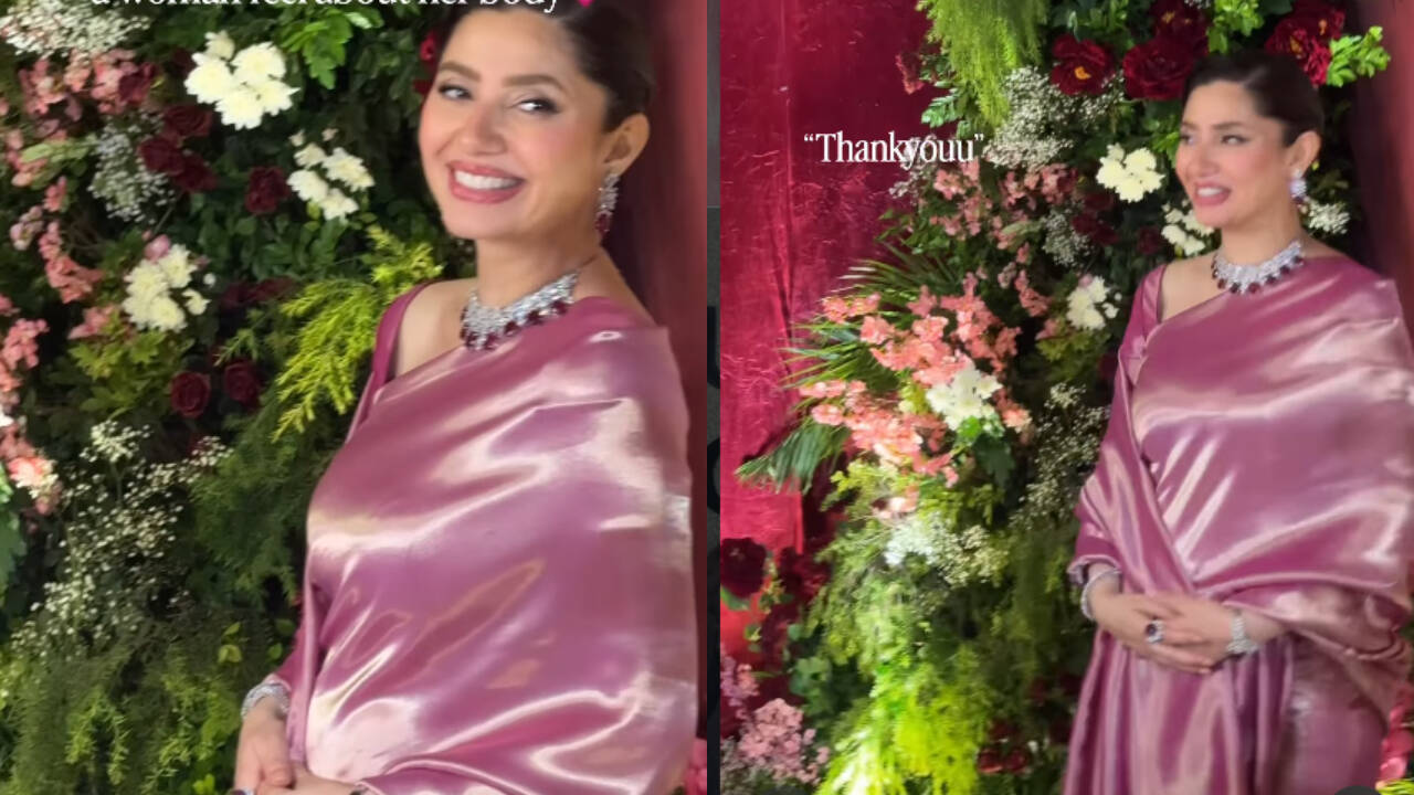 Pregnant and glowing! Mahira Khan looks breathtaking in a glossy pink satin saree