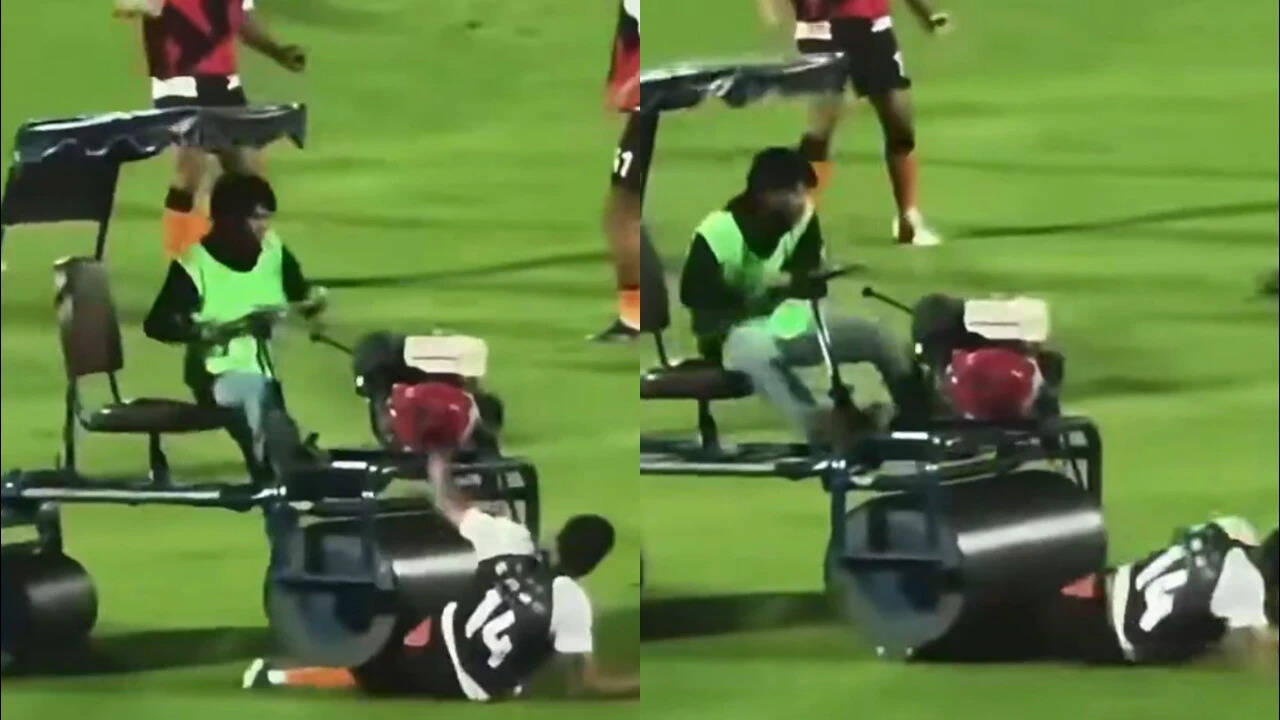 Horrific! Former England footballer run over by pitch roller - Watch