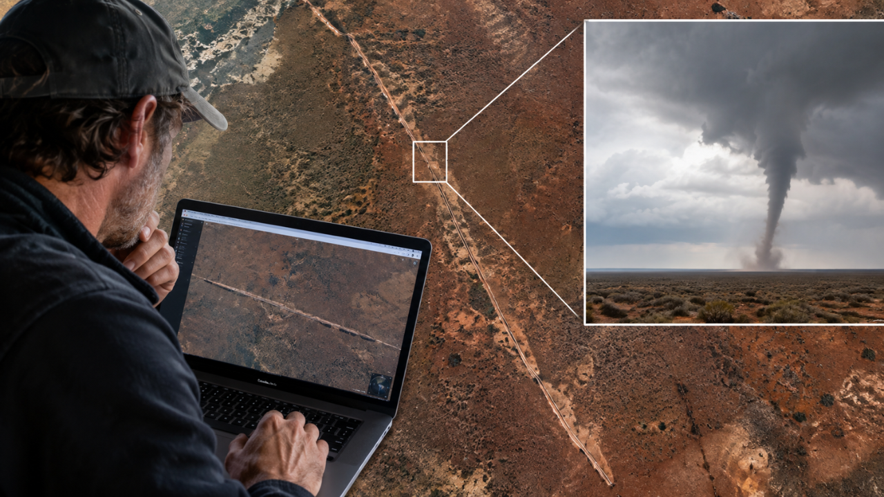 An Australian caver spotted an 11-km scar and uncovered a hidden Nullarbor tornado