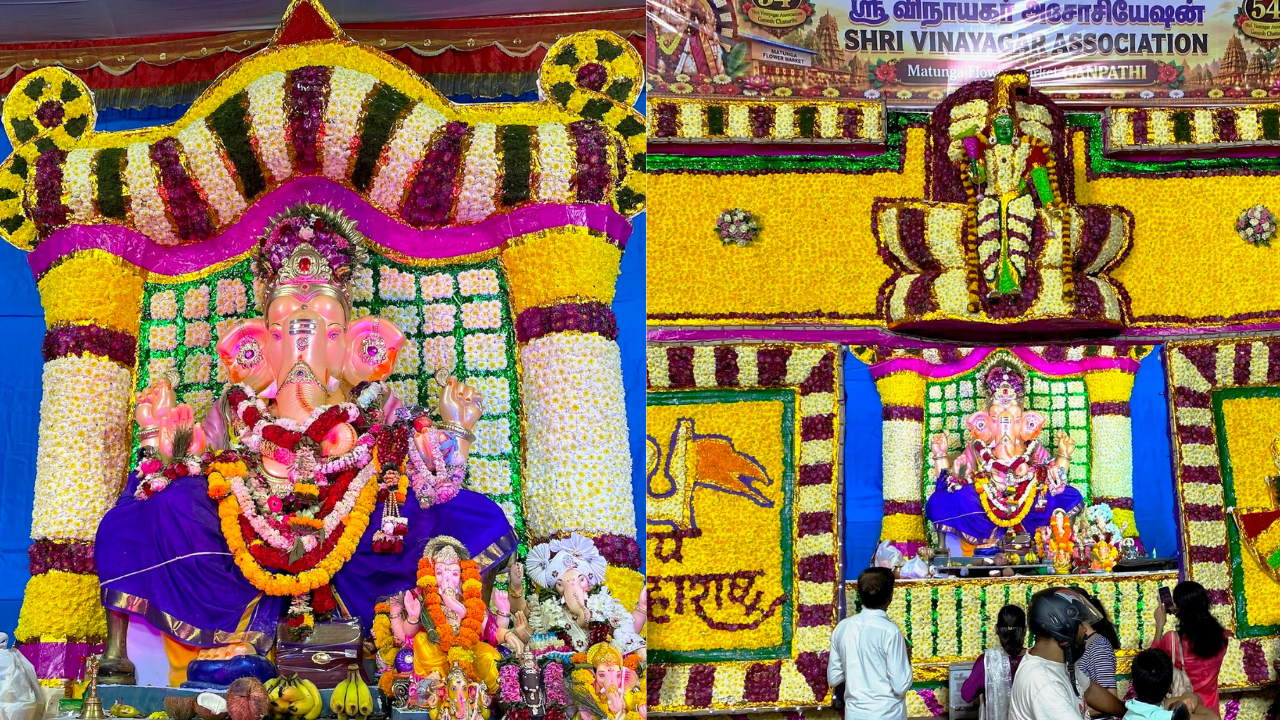 250kg flowers, Rs 25 lakh: Mumbai's Matunga Ganpati gets 4 floral makeovers