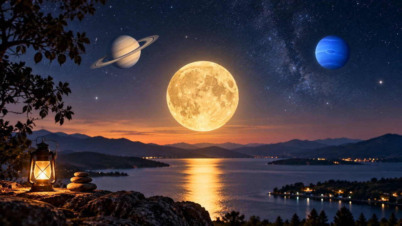 Harvest Moon Celestial Trio 2026: Saturn easy to spot; Neptune needs dark skies