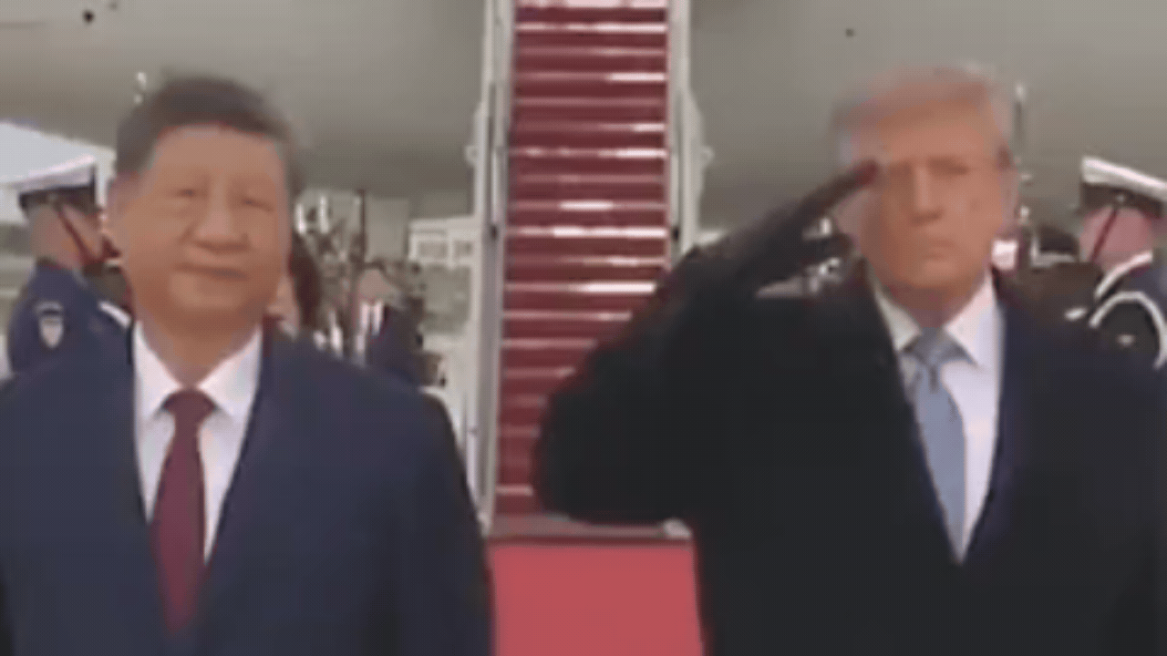 Trump winces as B-1 bombers roar, Xi stands unfazed during US welcome: Watch