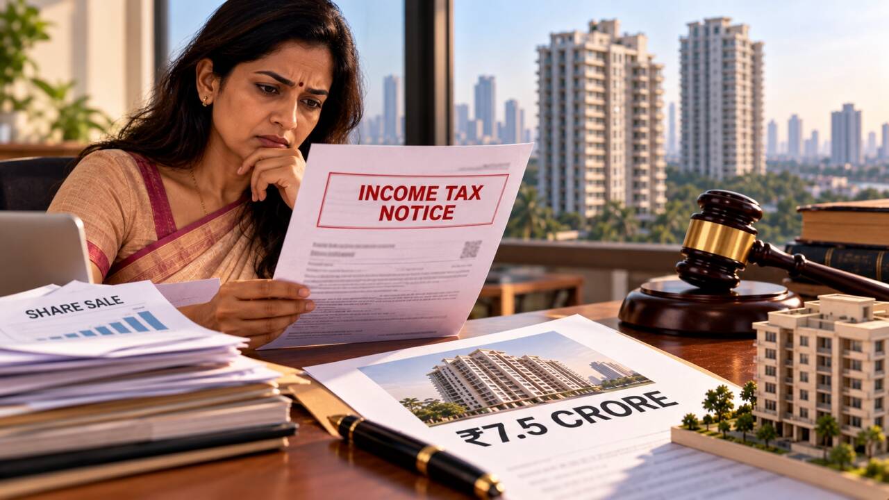 Wife sold shares, bought husband’s Rs 7.5 crore property; taxman send notice