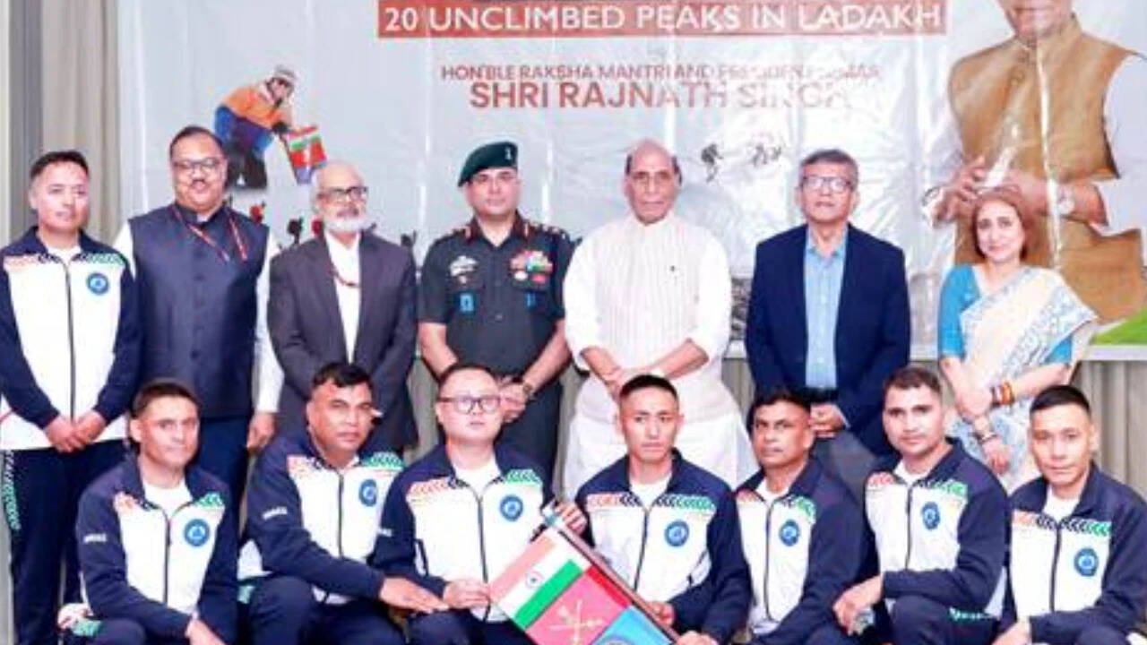 Defence minister felicitates expedition crew summitting 20 unclimbed peaks in Ladakh