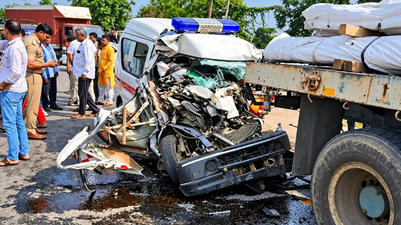 Ambulance crashes into truck in Jhajjar, killing CISF inspector and wife; son critical