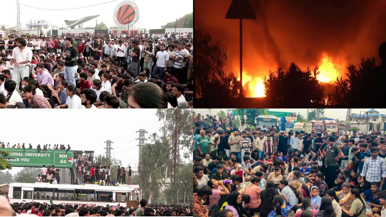 LPU protest chaos: 5 videos capture highway blockade, police lathicharge, vehicles set on fire