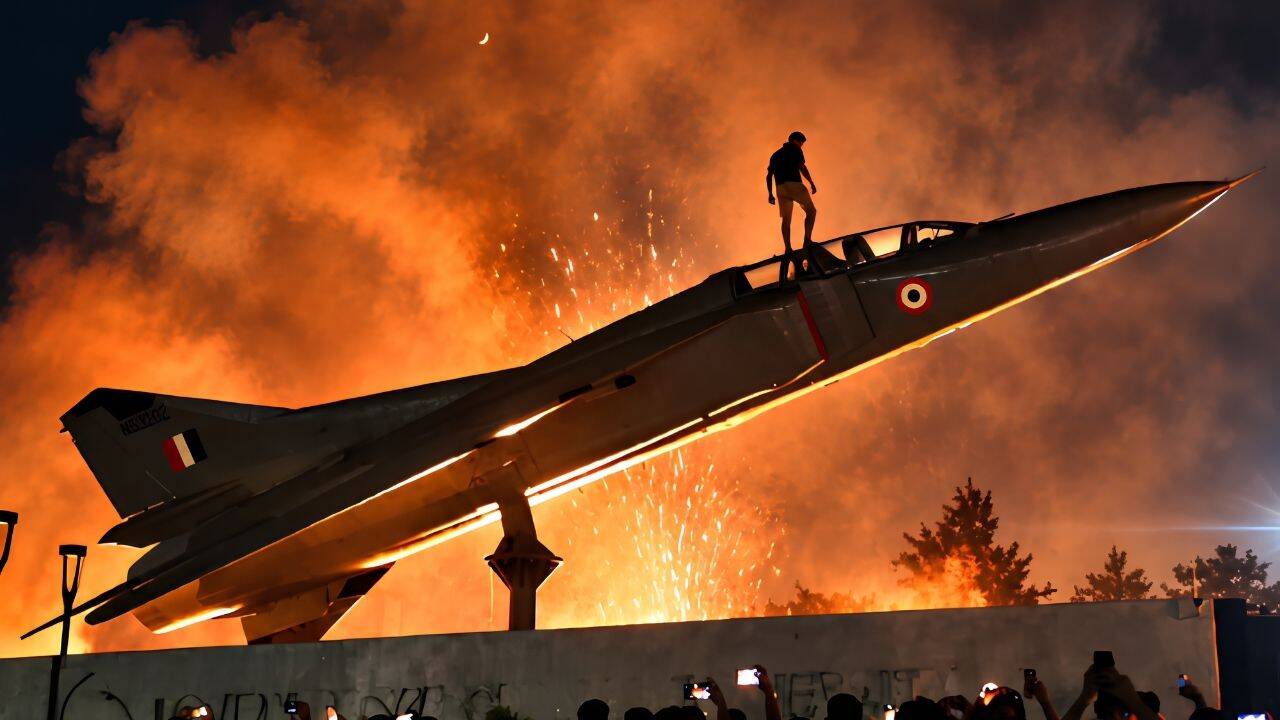 Students atop MiG-23, military tank: Dramatic visuals from LPU capture protesters torching vehicles