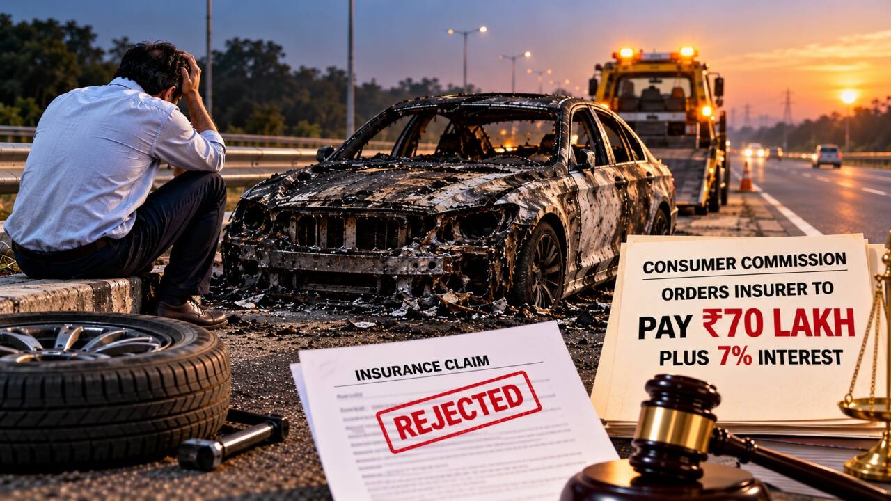 BMW left after puncture, found burnt; insurer denied claim, commission orders Rs 70L