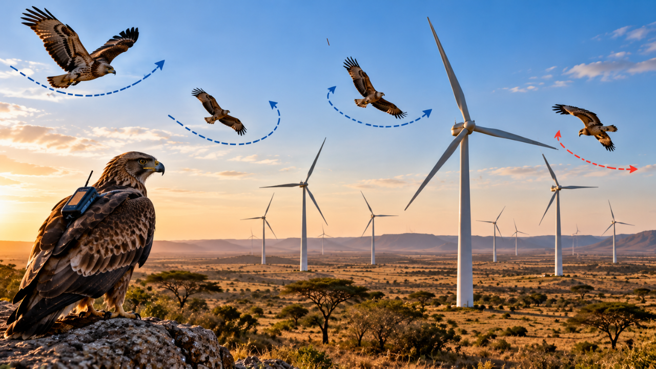 GPS study finds African raptors avoid wind turbines, but Augur Buzzards face collision risk