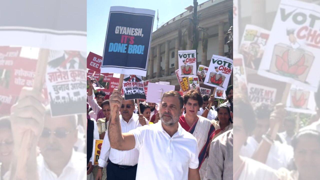 'Gyanesh, it’s done, bro, time to resign': Rahul leads INDIA bloc march to EC office