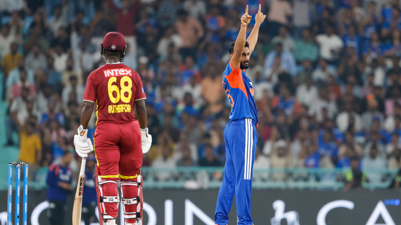 IND vs WI, 1st T20I: Axar Patel takes final wicket, India need 172 to win