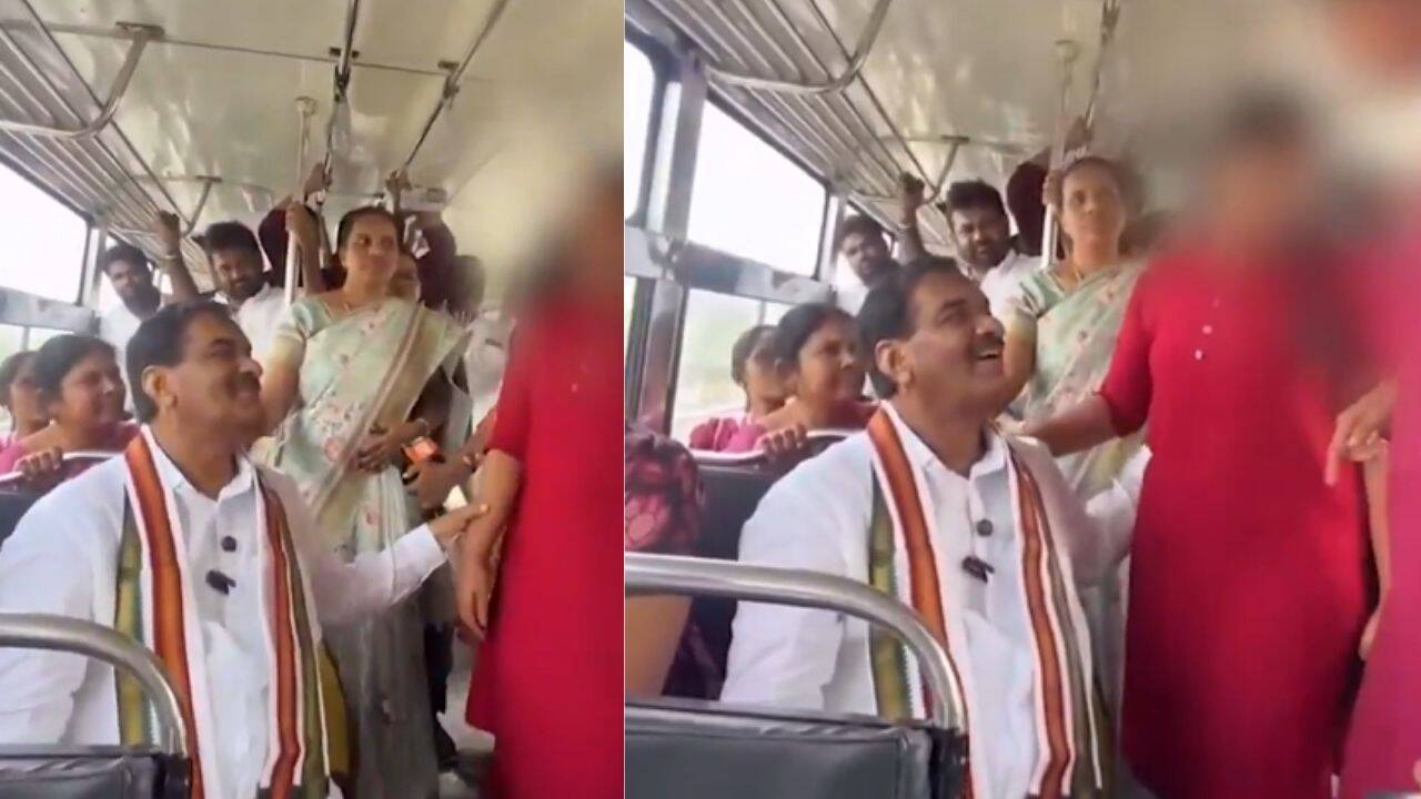 Outrage over video of Telangana Congress MLA holding girl student on moving bus; he says it was ‘affectionate interaction’