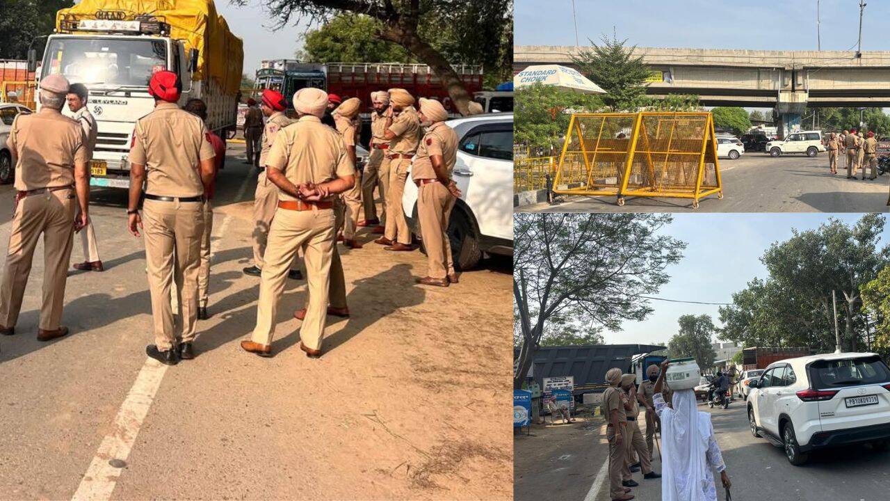 Heavy barricading with loaded tippers on the roads to Punjab's Mansa