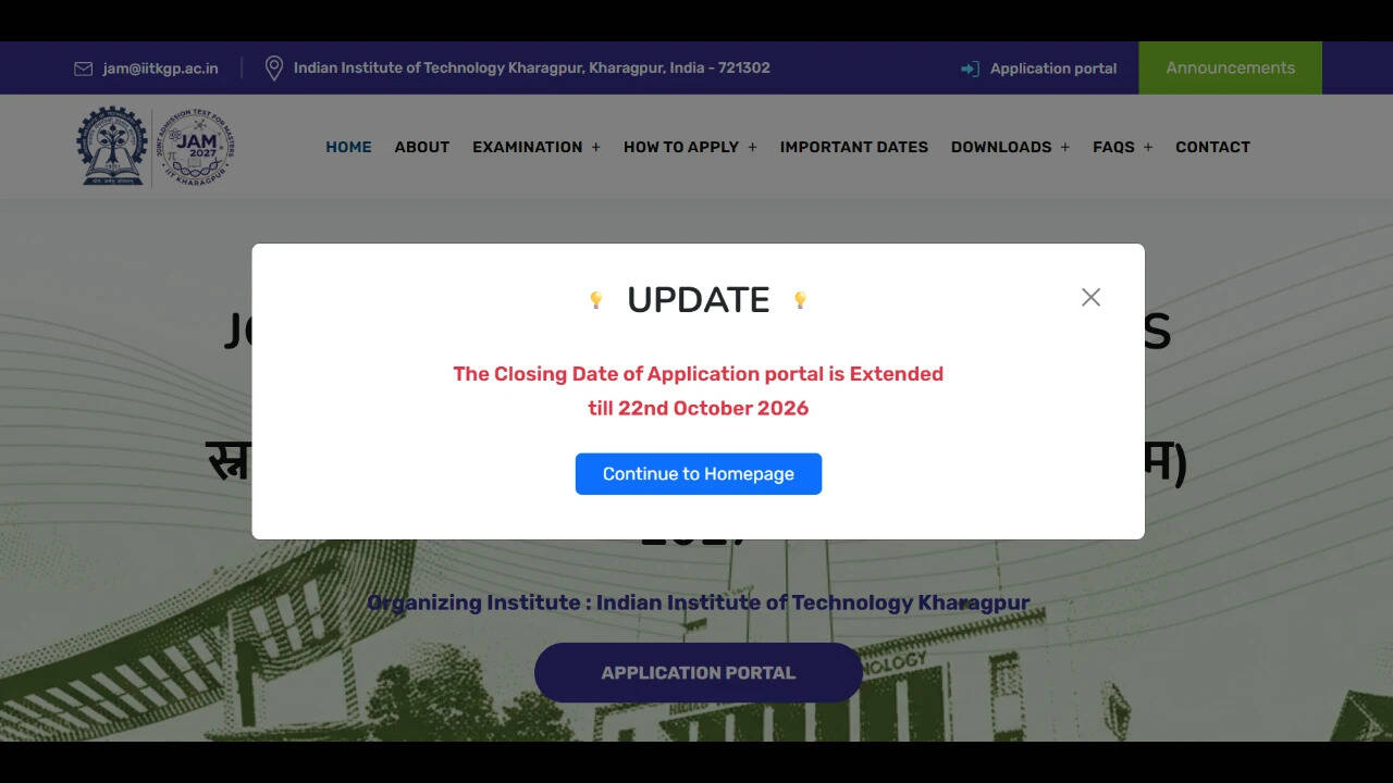IIT JAM 2027 registration deadline extended to October 22: Check direct link to apply and other important details here