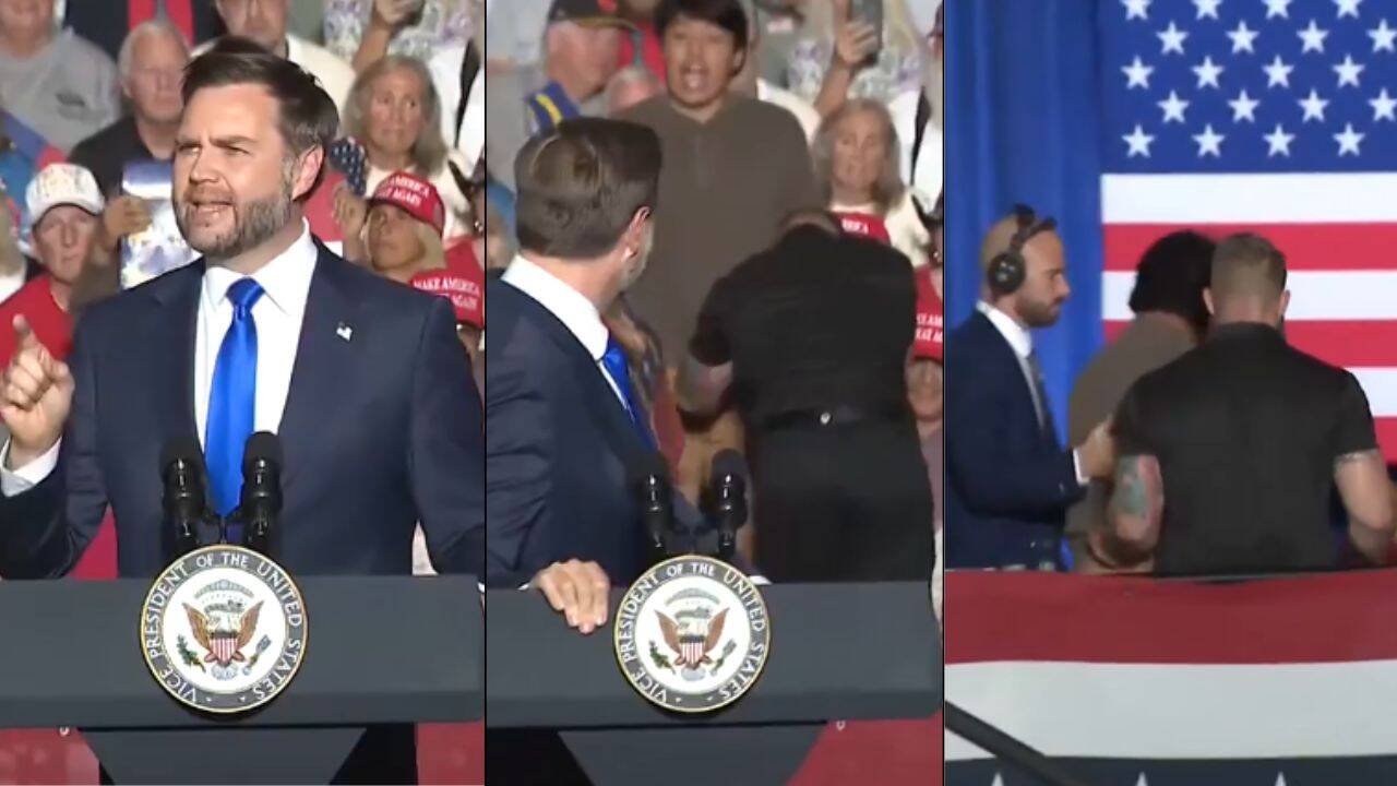 ‘Release Epstein files’: Man heckles Vance at rally, VP calls him ‘illegal immigrant’