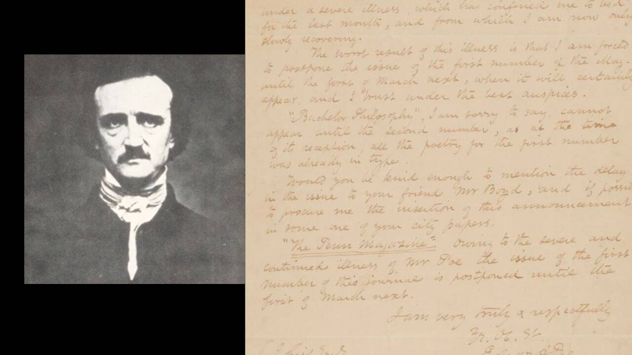 Edgar Allan Poe’s unrealised magazine dream: 1840 letter sells for $206,266 in 2026