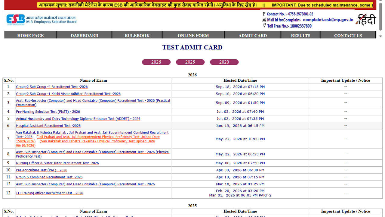 MP Police SI Admit Card 2026: Will the hall ticket be released today? Check latest update