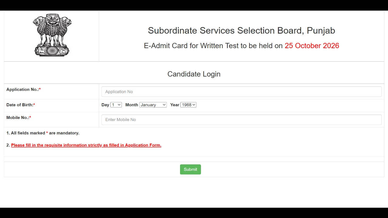 PSSSB Group D admit card 2026 released for 2,098 posts; written exam on October 25: Check direct link to download hall tickets here