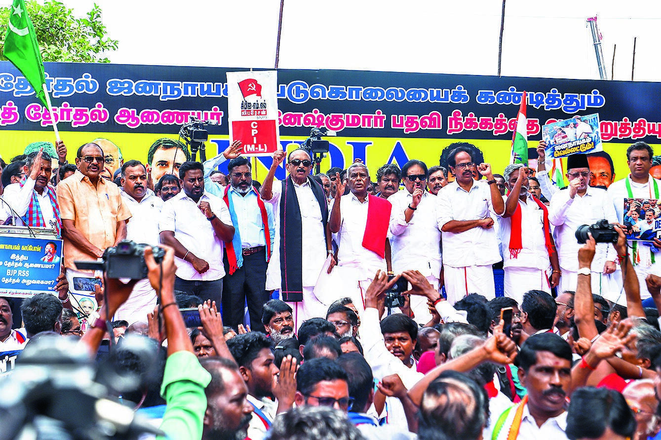 DMK, Congress, Left parties walk demanding CEC’s resignation