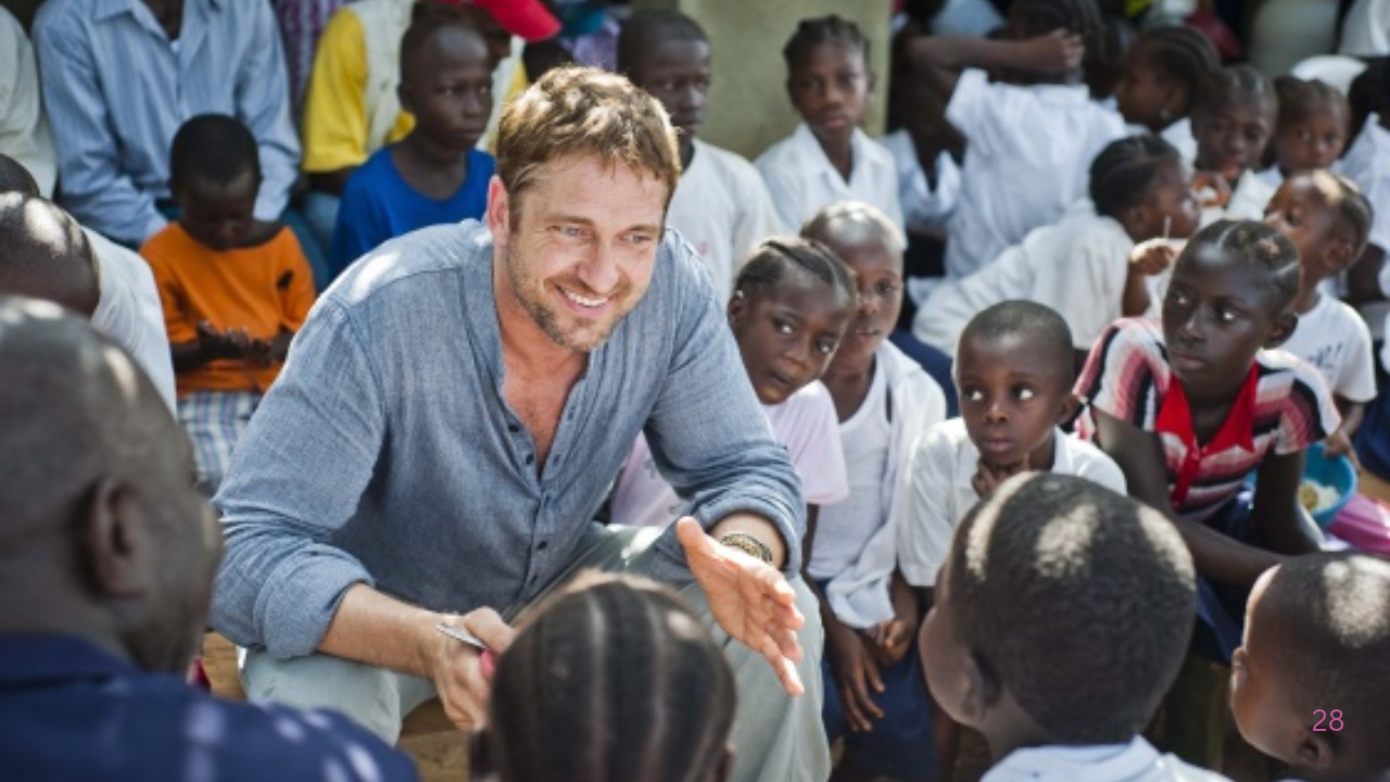 Gerard Butler visited Liberia in 2013; Mary’s Meals has delivered 260 million meals since 2006