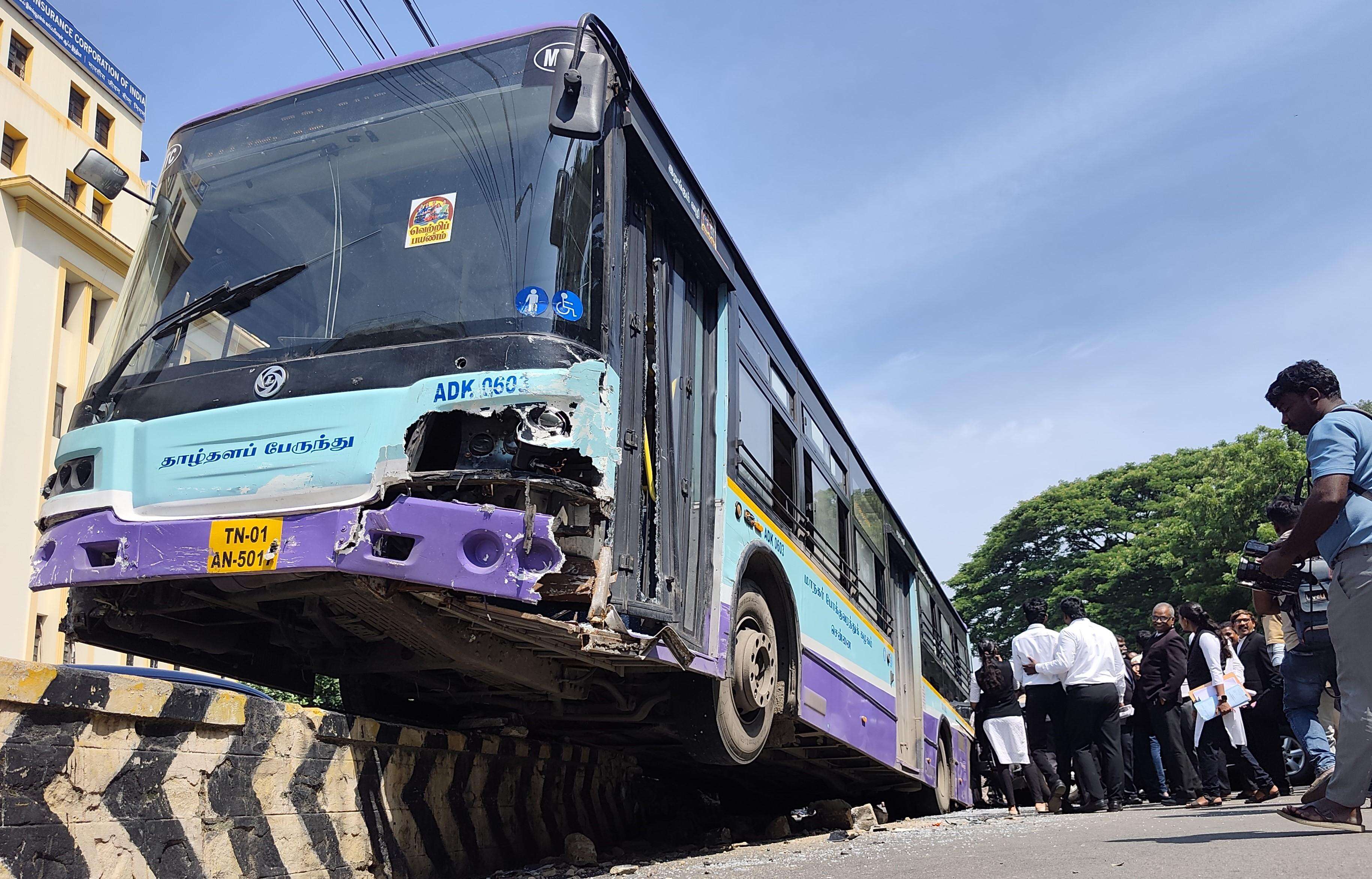 MTC bus rams nine cars near Madras high court
