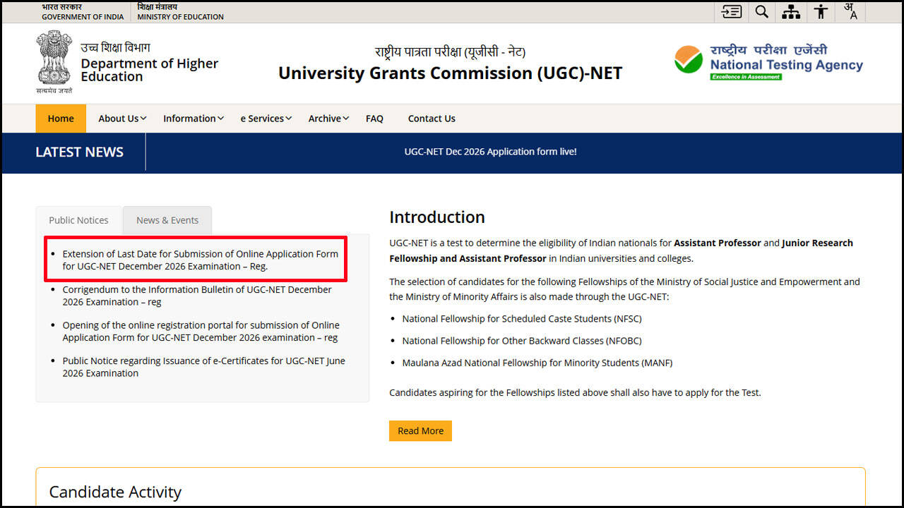 UGC NET December 2026 last date extended to October 31, NTA allows applications without late fee