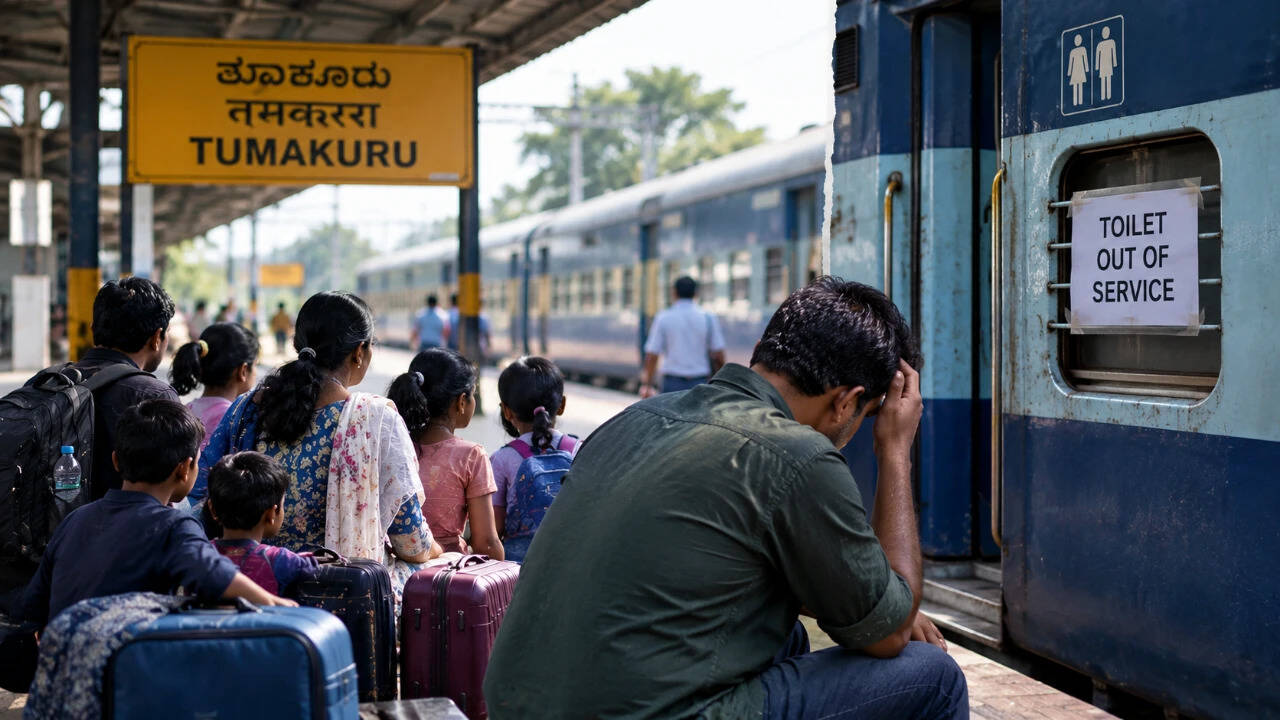 Man travelling from Bengaluru to Shivamogga with family of 24 finds no water in train toilets, gets off at Tumakuru after station master fails to respond and spends extra Rs 1,760 on tickets for another train; consumer court orders Railways to pay Rs 15,000 and refund fare with interest