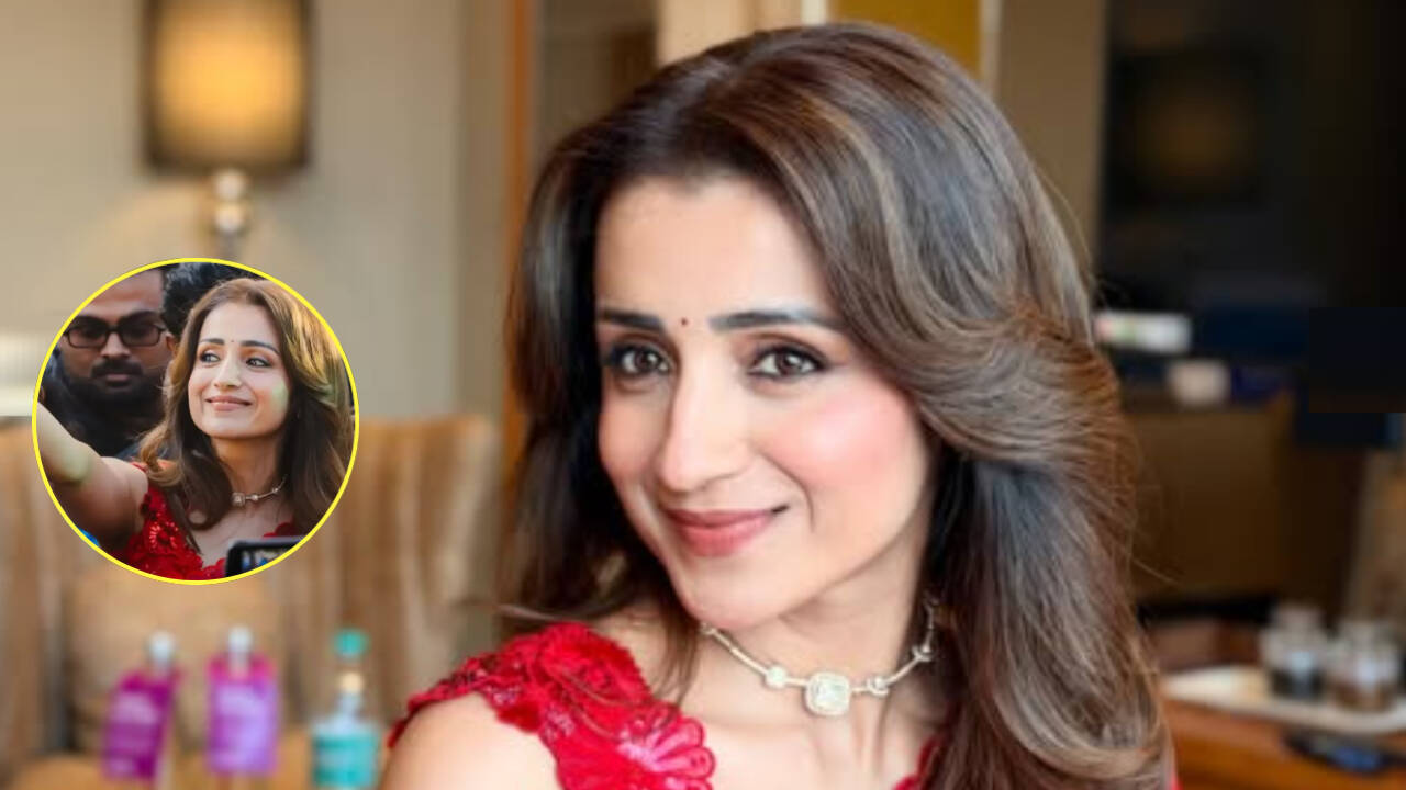 Trisha Krishnan turns heads in a red 'Astral Saree' with floral lace blouse worth nearly Rs 2 lakh
