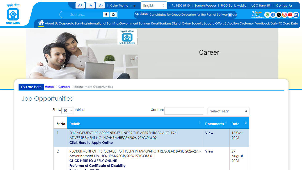 UCO Bank apprentice recruitment 2026: Last date today for 530 vacancies; apply here