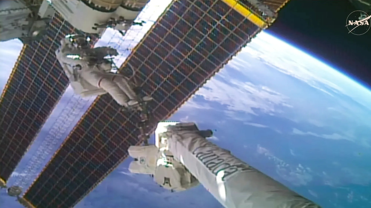 Nasa astronauts install seventh ISS solar array during landmark 7-hour spacewalk