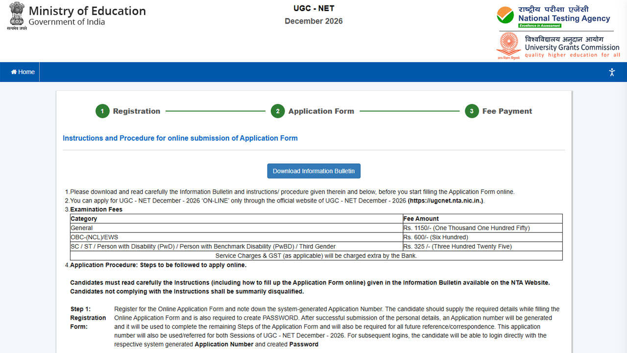 UGC NET December 2026 registration closes today, October 31; apply online at ugcnet.nta.nic.in